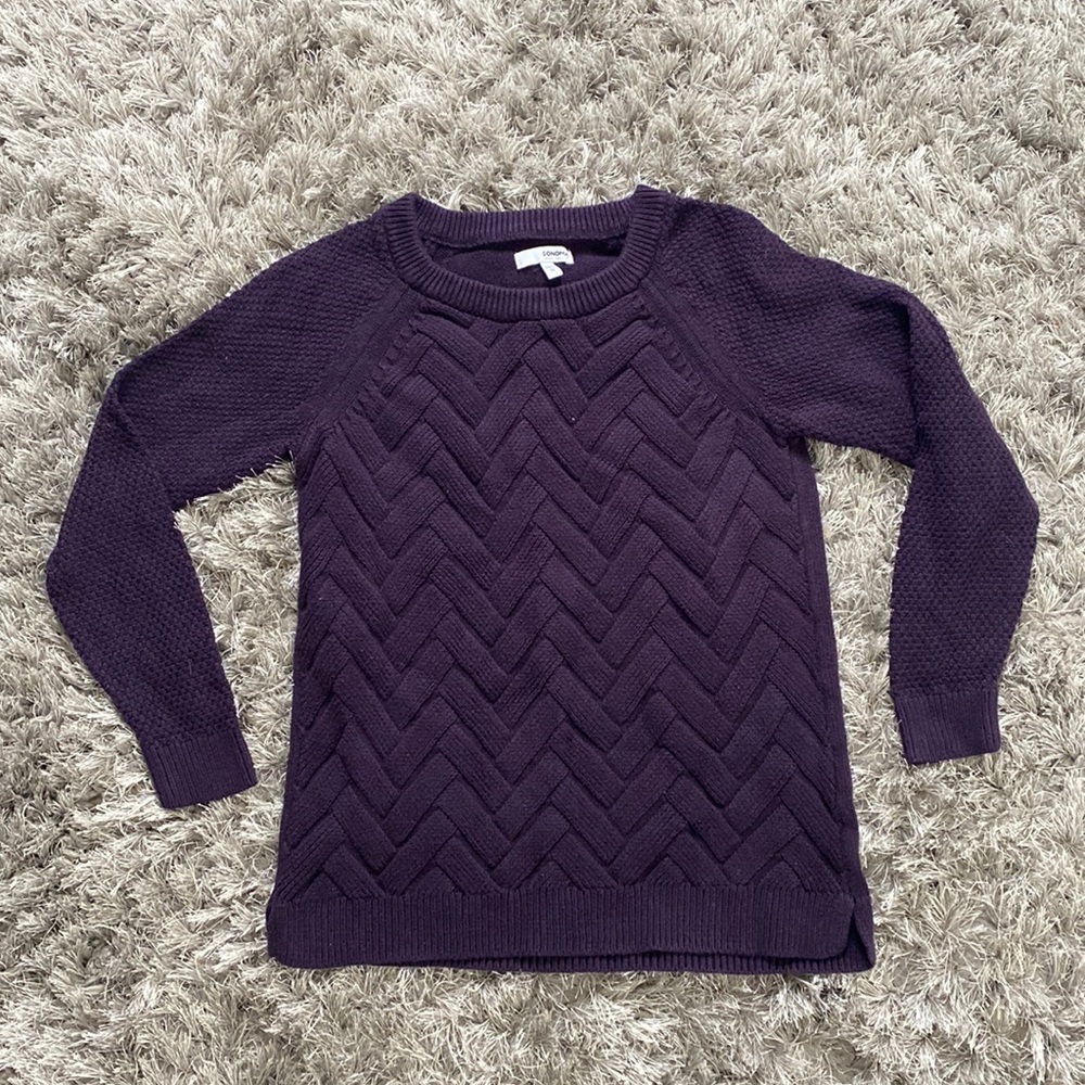 Sonoma Deep Purple Chevron Knit Crewneck Sweater